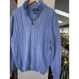 Polo Golf Light Blue Mens L silk cashmere blend ultra soft luxury